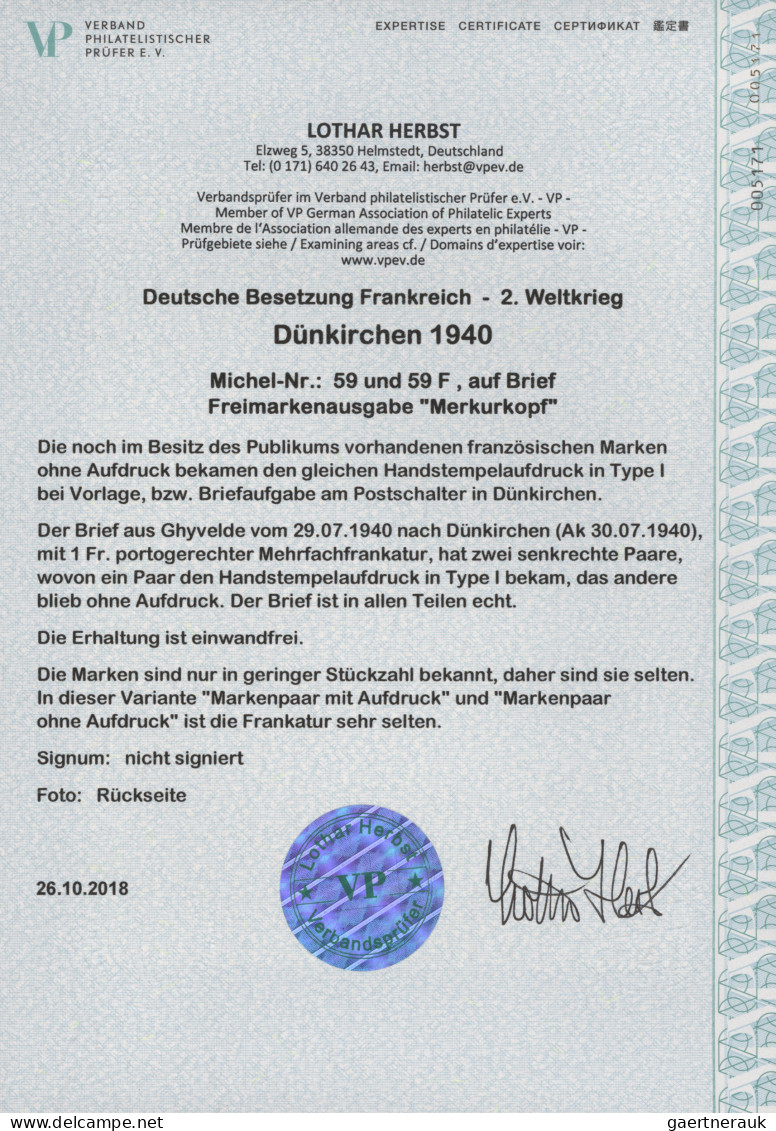 Dt. Besetzung II WK - Frankreich - Dünkirchen: 1940, 25 C Schwärzlichopalgrün Fr - Occupation 1938-45