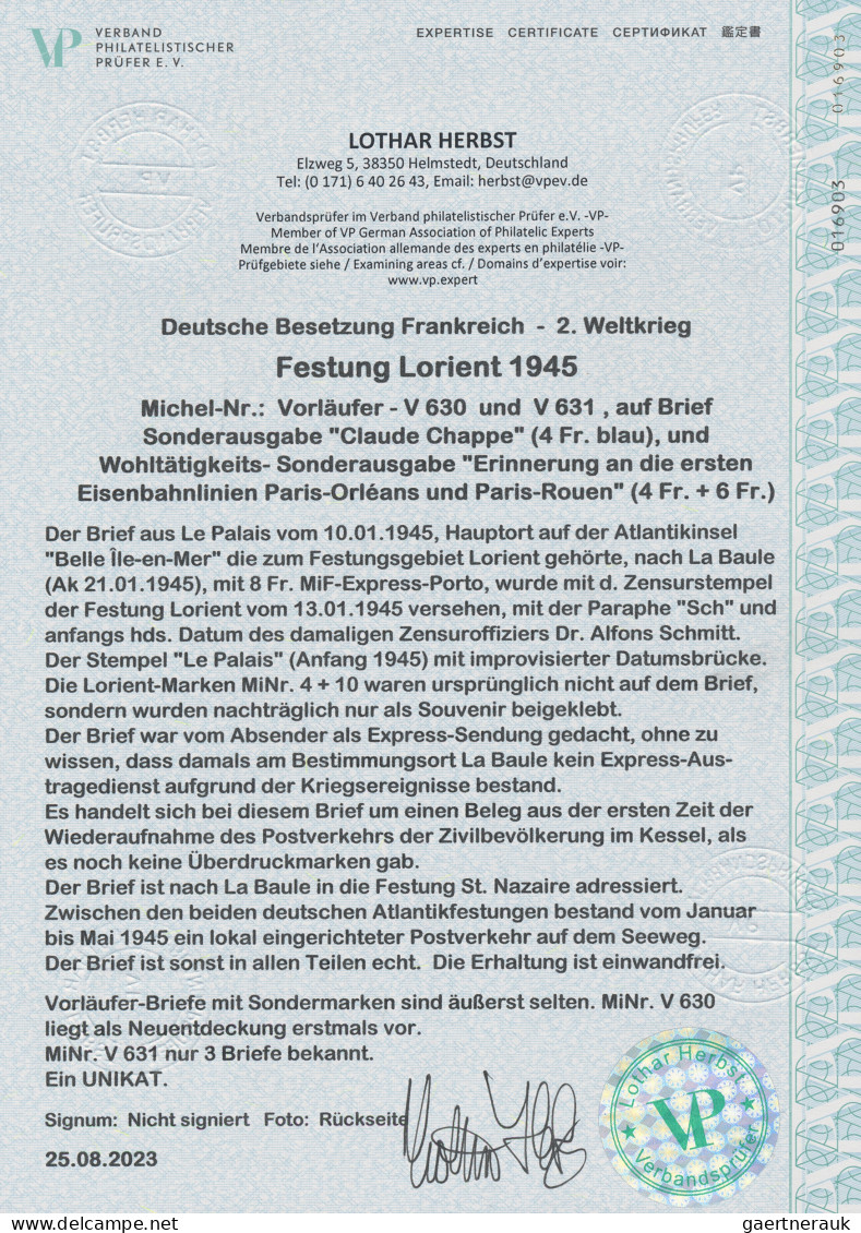 Dt. Besetzung II WK - Frankreich - Festung Lorient: 1945, Sonderausgabe "Claude - Besetzungen 1938-45