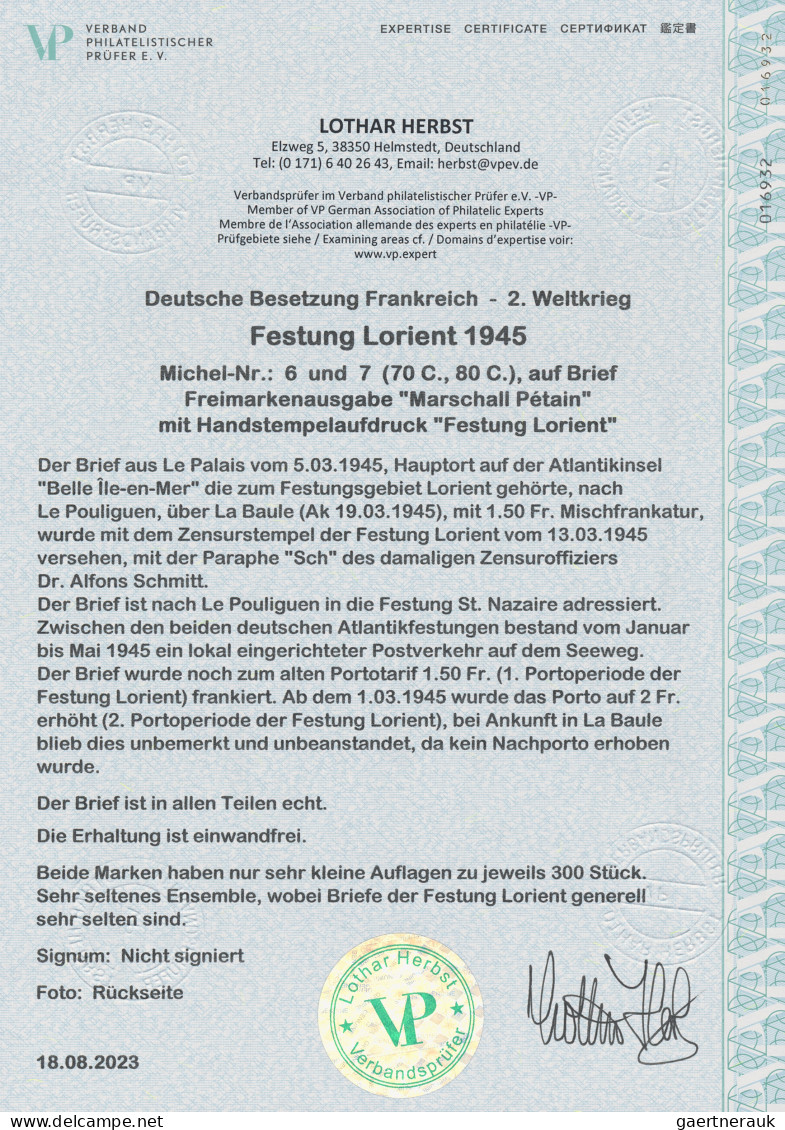 Dt. Besetzung II WK - Frankreich - Festung Lorient: 1945, Freimarkenausgabe "Mar - Occupation 1938-45