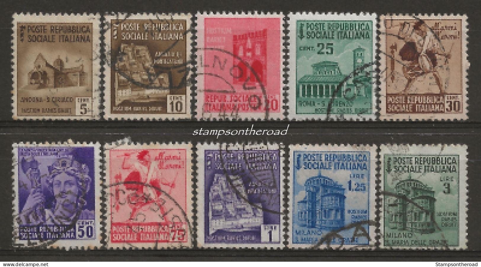 RSI502-511U1 - Repubblica Sociale Italiana, 1944/45, Sass. Nr. 502/511, Serie Completa °/ - Oblitérés