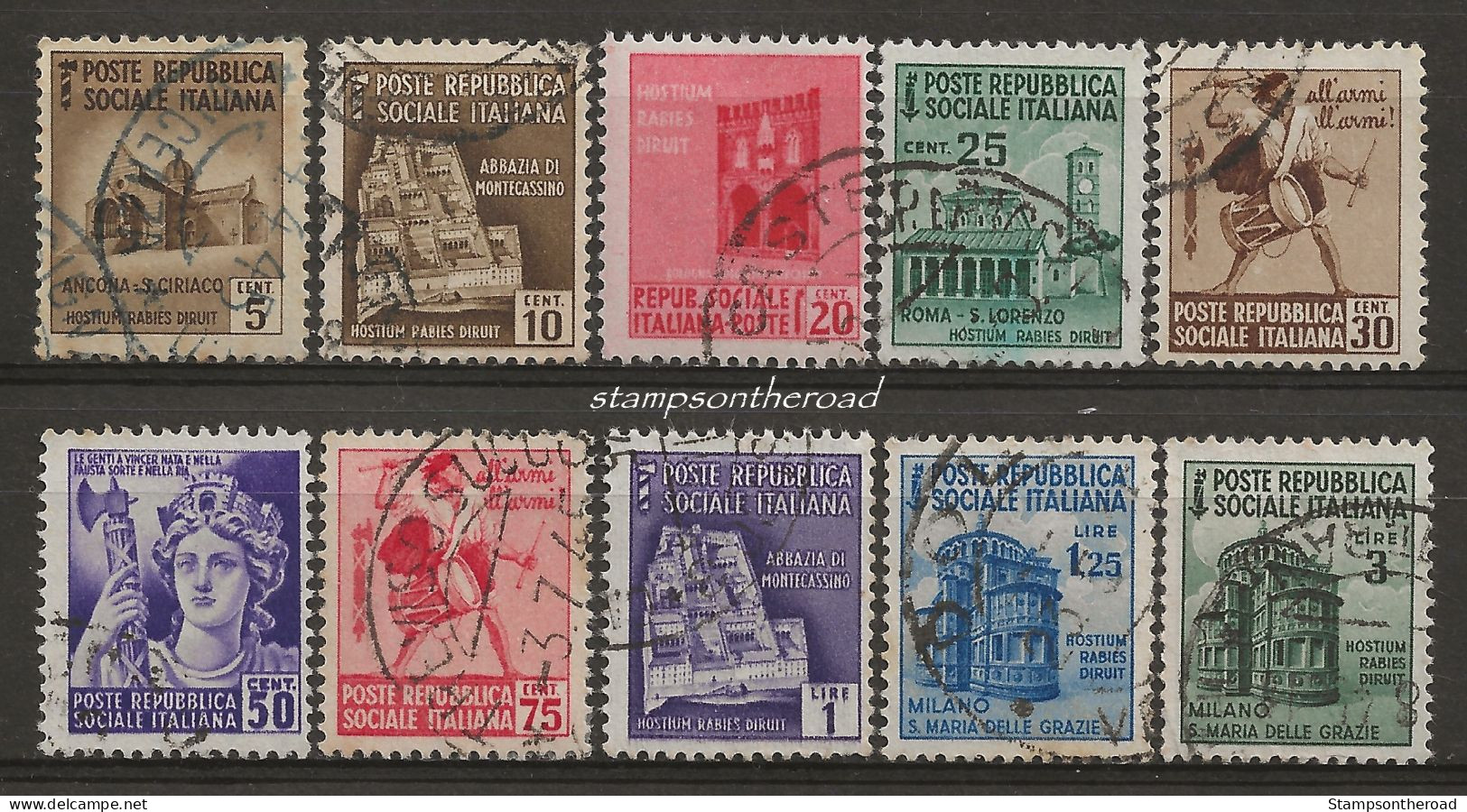 RSI502-511U2 - Repubblica Sociale Italiana, 1944/45, Sass. Nr. 502/511, Serie Completa °/ - Used