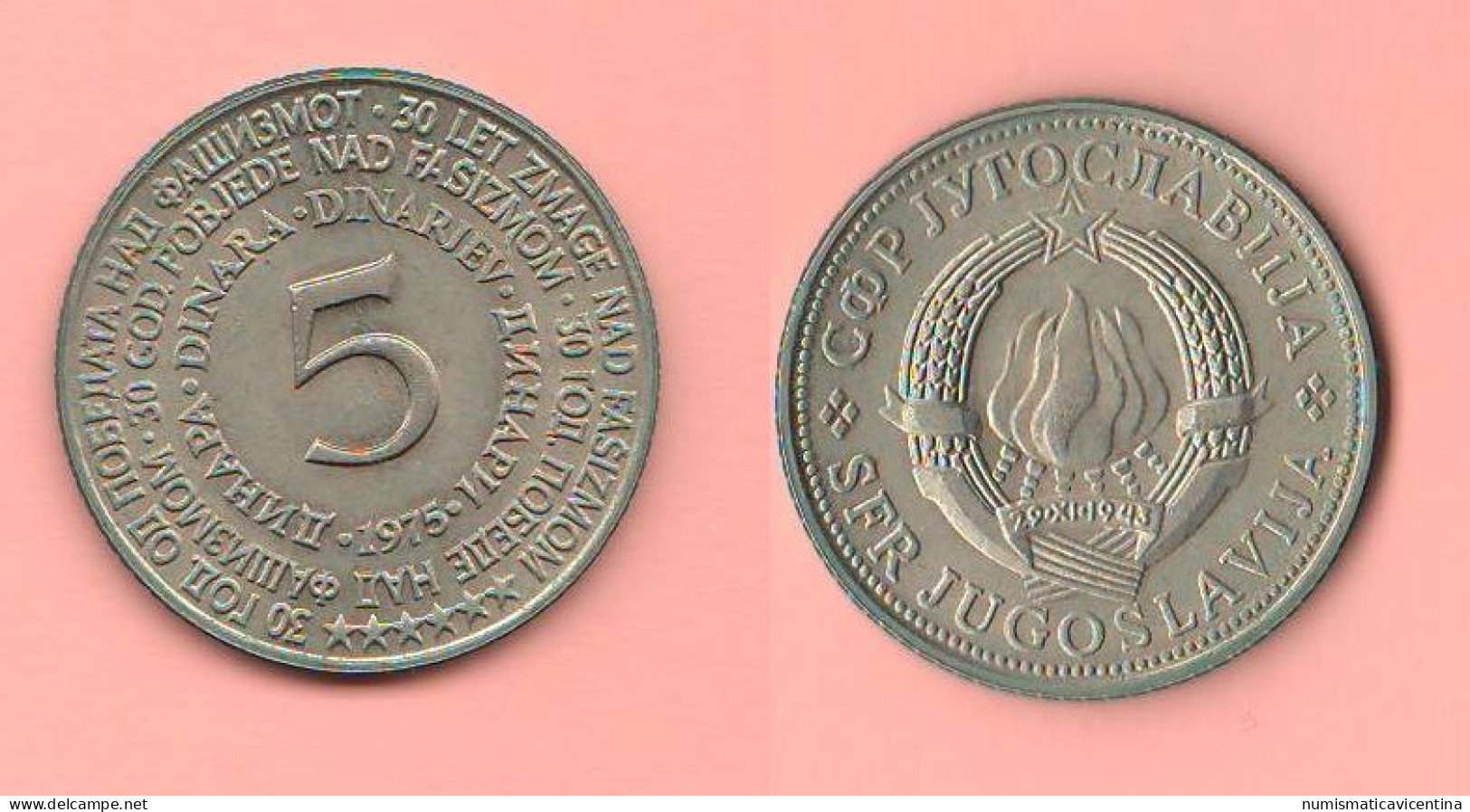 Jugoslavia 5 Dinara 1975 Yougoslavie Nikel Typologic Coin     ¬6 - Yougoslavie