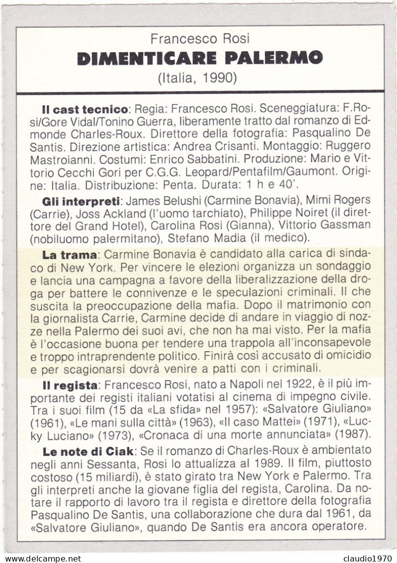 CINEMA - DIMENTICARE PALERMO - 1990 - PICCOLA LOCANDINA CM. 14X10 - Werbetrailer