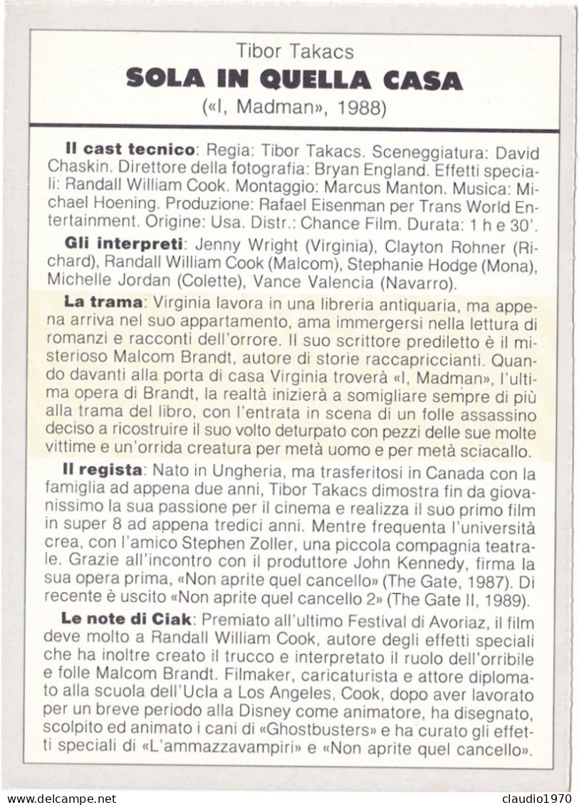 CINEMA - SOLA IN QUELLA CASA - 1988 - PICCOLA LOCANDINA CM. 14X10 - Cinema Advertisement