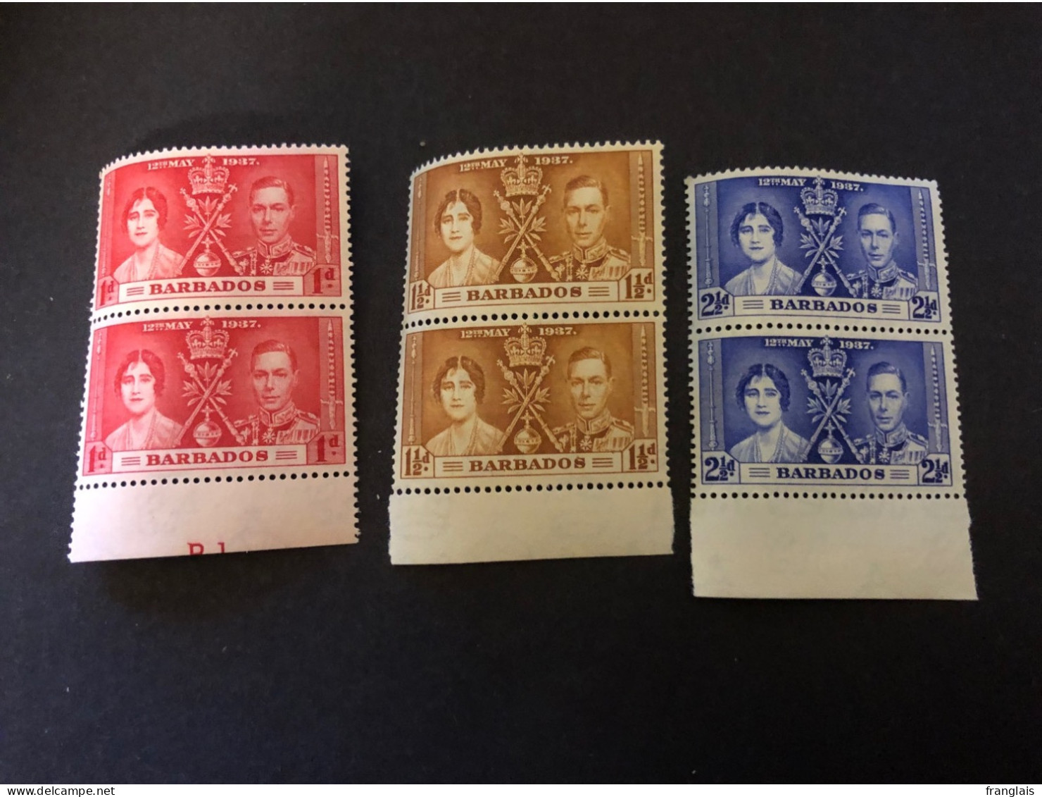 1937 CORONATION SET IN UNMOUNTED MINT PAIRS Very Fresh Condition - Barbados (...-1966)