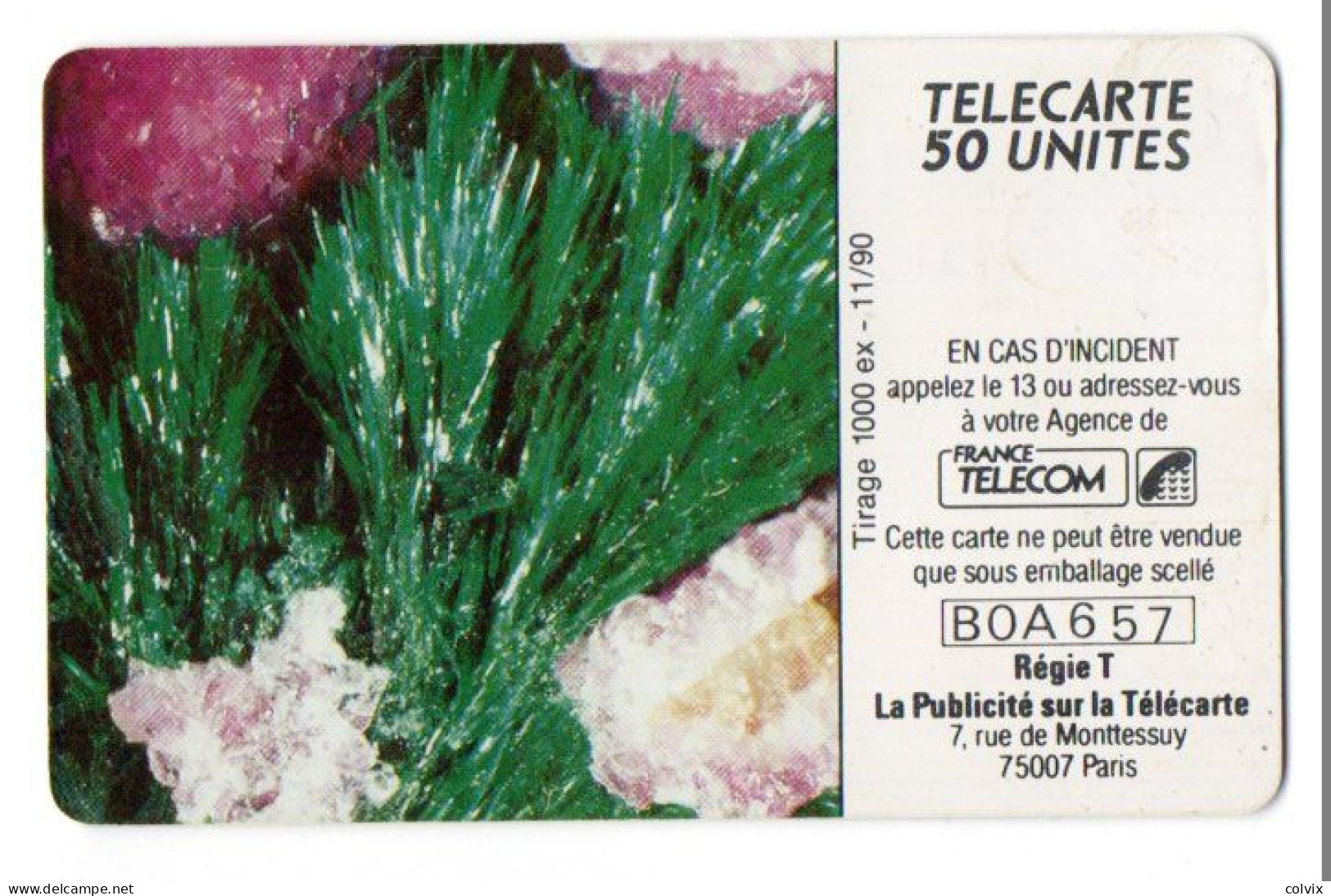 FRANCE TELECARTE D447 BOURSE De MINERAUX 50U 1000 Ex Date 11/90 - Ad Uso Privato