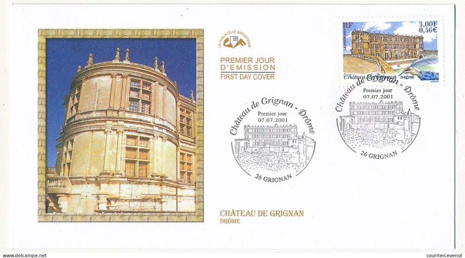 FRANCE - Env. FDC - 3,00f/0,46e Château De Grignan Drôme - 26 Grignan - 07/07/2001 - 2000-2009