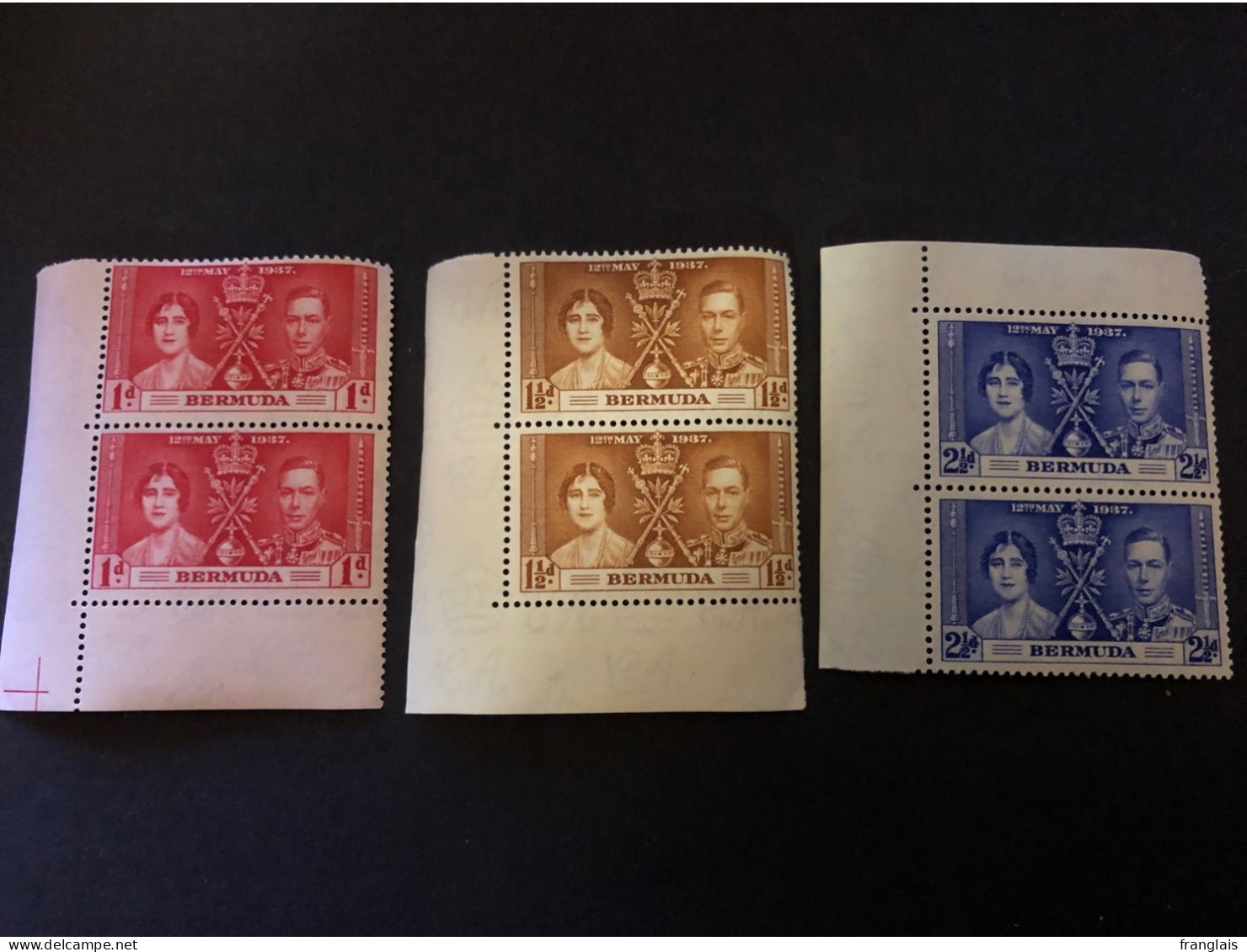 1937 CORONATION SET IN UNMOUNTED MINT PAIRS Very Fresh Condition - Bermuda