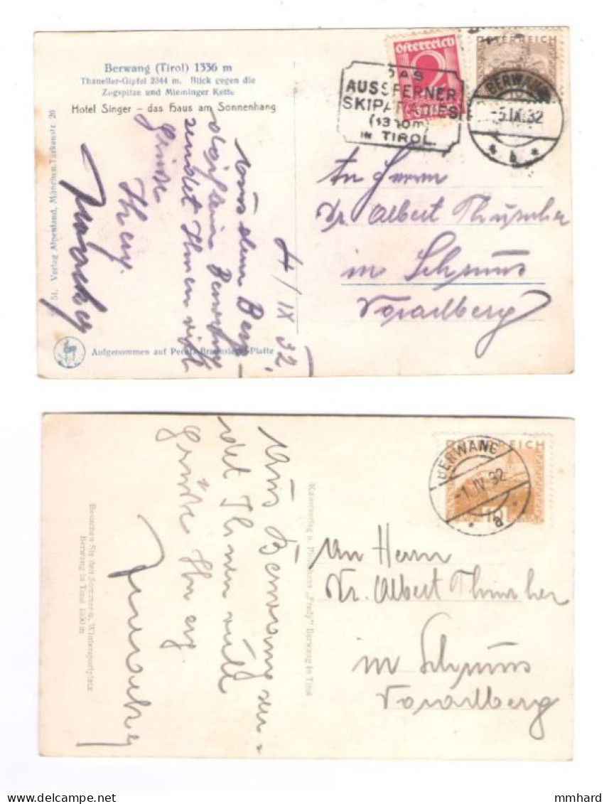 2 Stk AK Berwang Tirol Gelaufen 1932 Österreich Austria - Berwang