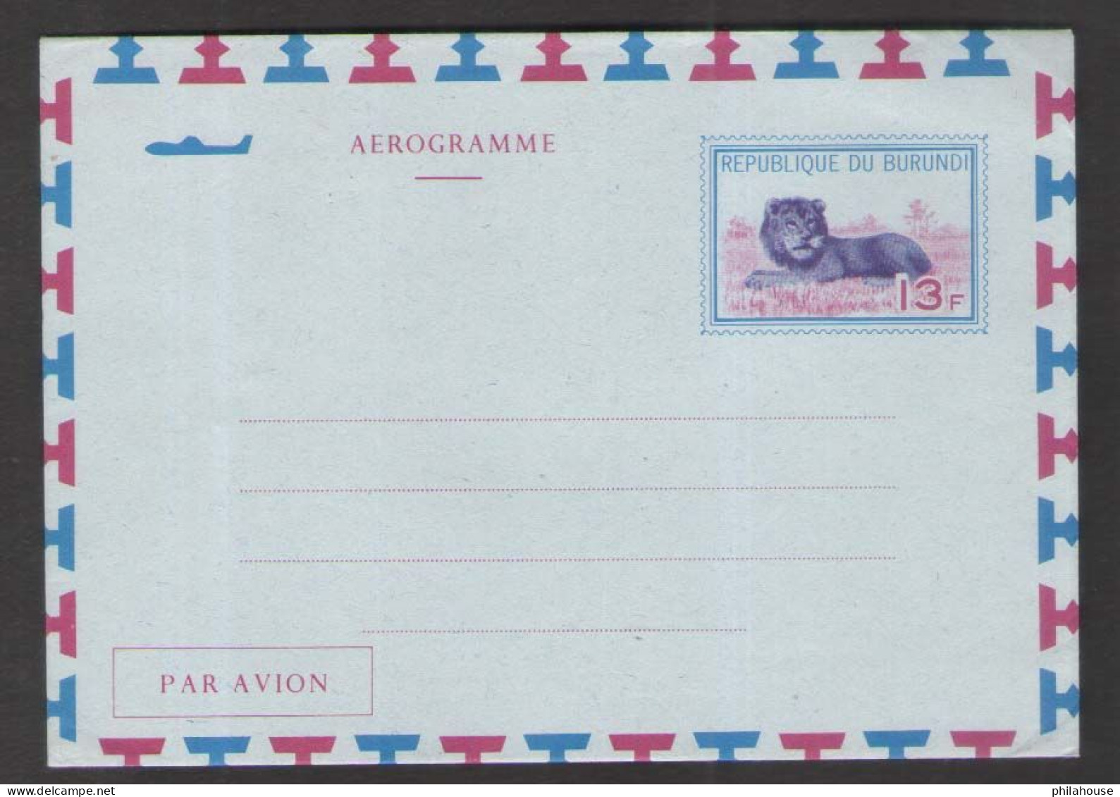 Burundi Wild Animal Lion WWF Aerogramme Unused - Lettres & Documents