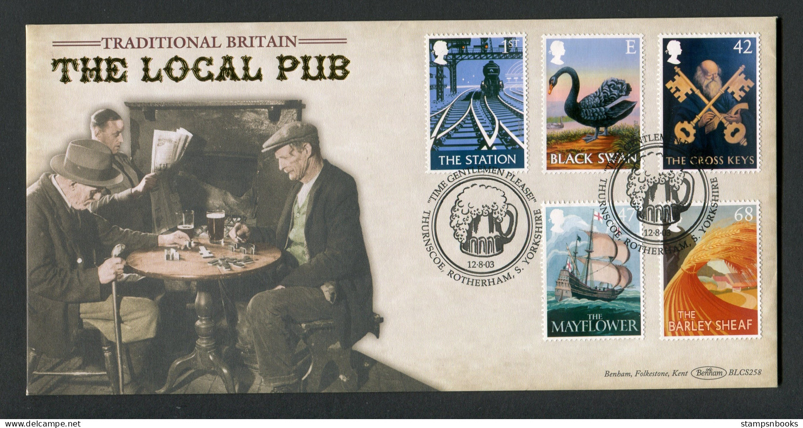2003 GB "The Local Pub" Thurnscoe Rotherham First Day Cover, Pub Signs Benham Silk FDC - 2001-2010 Decimal Issues