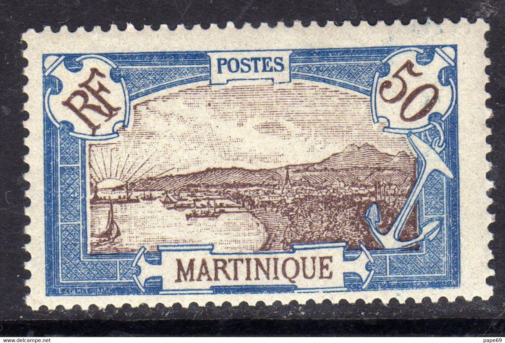 Martinique N° 100 XX  Partie De Série : 50 C. Bleu Et Brun Sans Charnière, TB - Impuestos