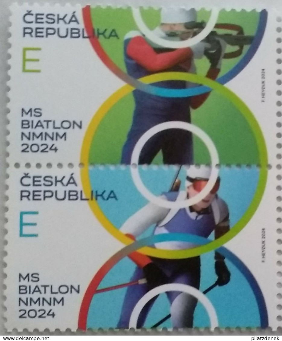 Czech Republik 2024, 2 Stamps, Biathlon WMS Nove Mesto,  MNH - Nuovi