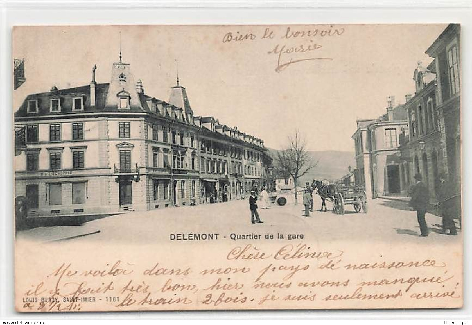 Delémont Quartier De La Gare Attelage Cheval 1902 - Delémont