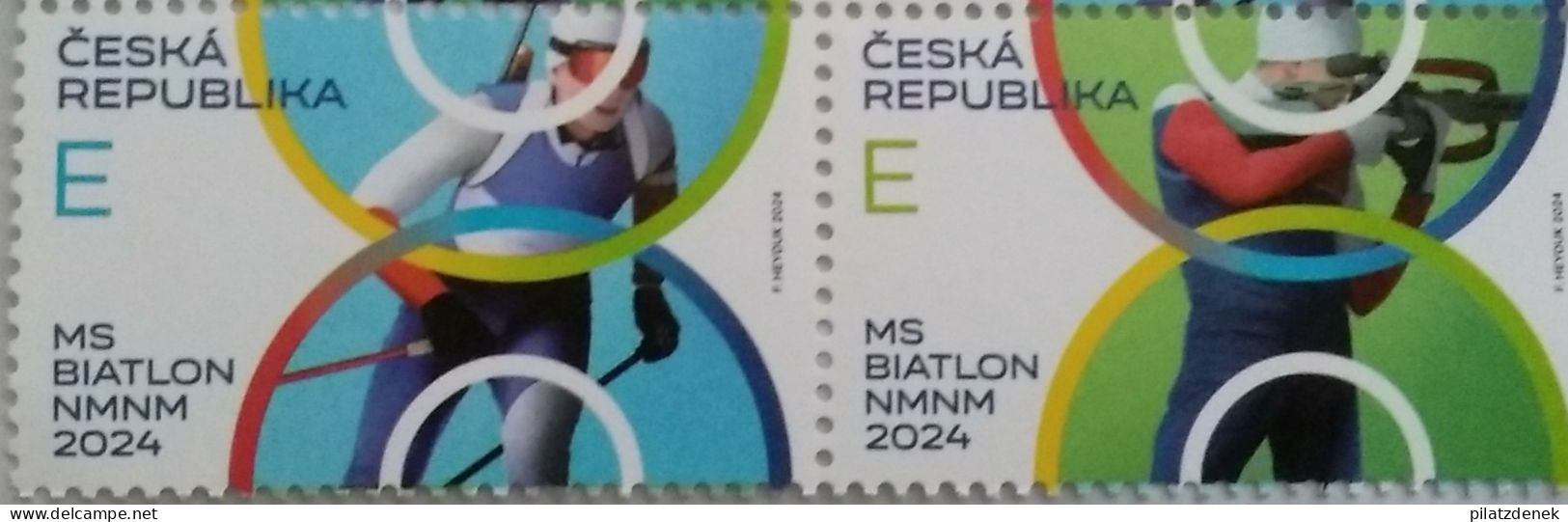 Czech Republik 2024, 2 Stamps, Lineal 1, Biathlon WMS Nove Mesto,  MNH - Nuovi