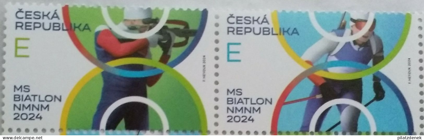 Czech Republik 2024, 2 Stamps, Lineal 2, Biathlon WMS Nove Mesto,  MNH - Nuovi