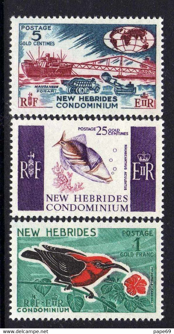 Nouvelles Hébrides N° 242 / 44 XX  Série Courante, Les 3 Valeurs   Légende Anglaise Sans Charnière TB - Other & Unclassified