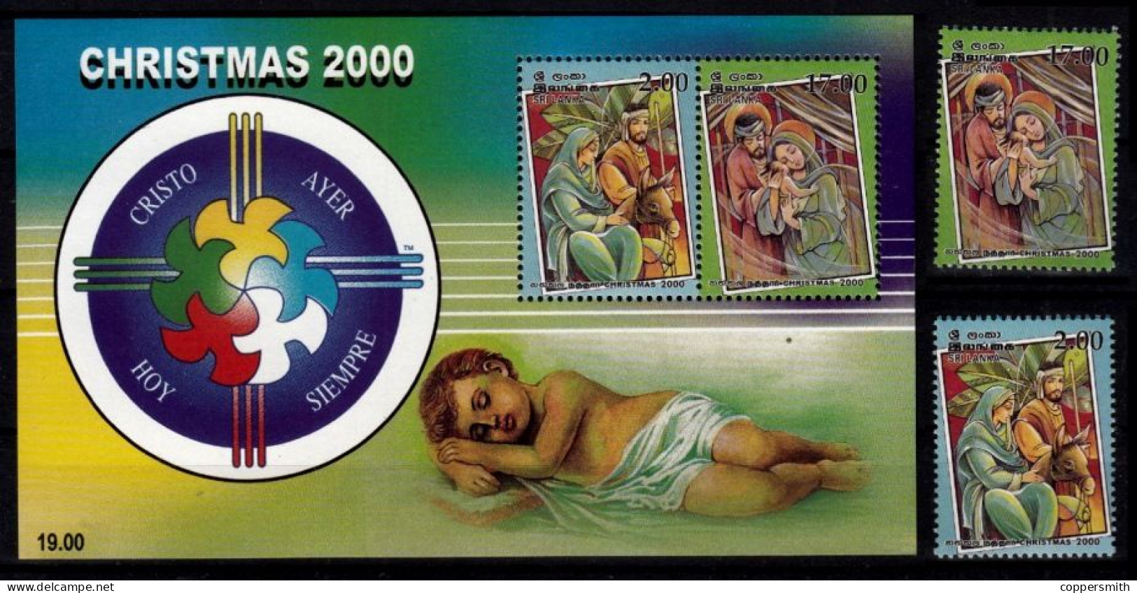 (0562-563) Sri Lanka  Culture / Religion / Christmas 2000 / Noel / Weihnachten ** / Mnh  Michel 1277-78 + BL 83 - Sri Lanka (Ceylan) (1948-...)