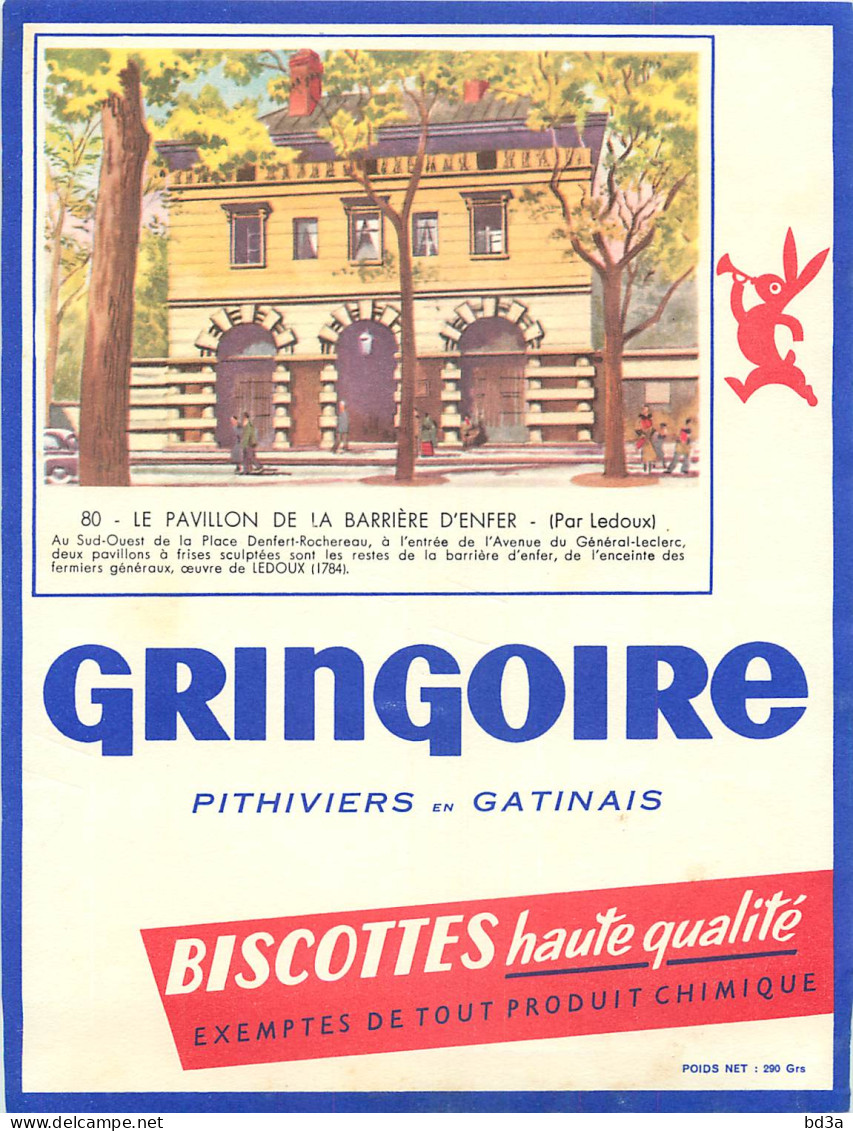 BUVARD IMAGE GRINGOIRE PAVILLON DE LA BARRIERE D'ENFER - Biscottes