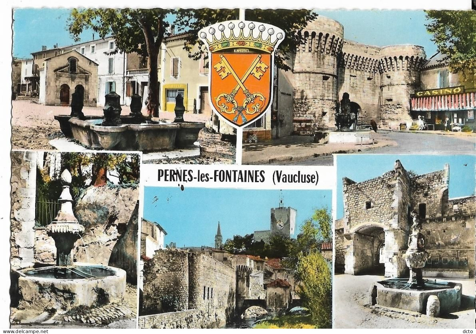 PERNES-les-FONTAINES (84) Multivues Avec Blason  La Perle Du Comtat Venaissin Cim 2C, Cpsm GF - Pernes Les Fontaines