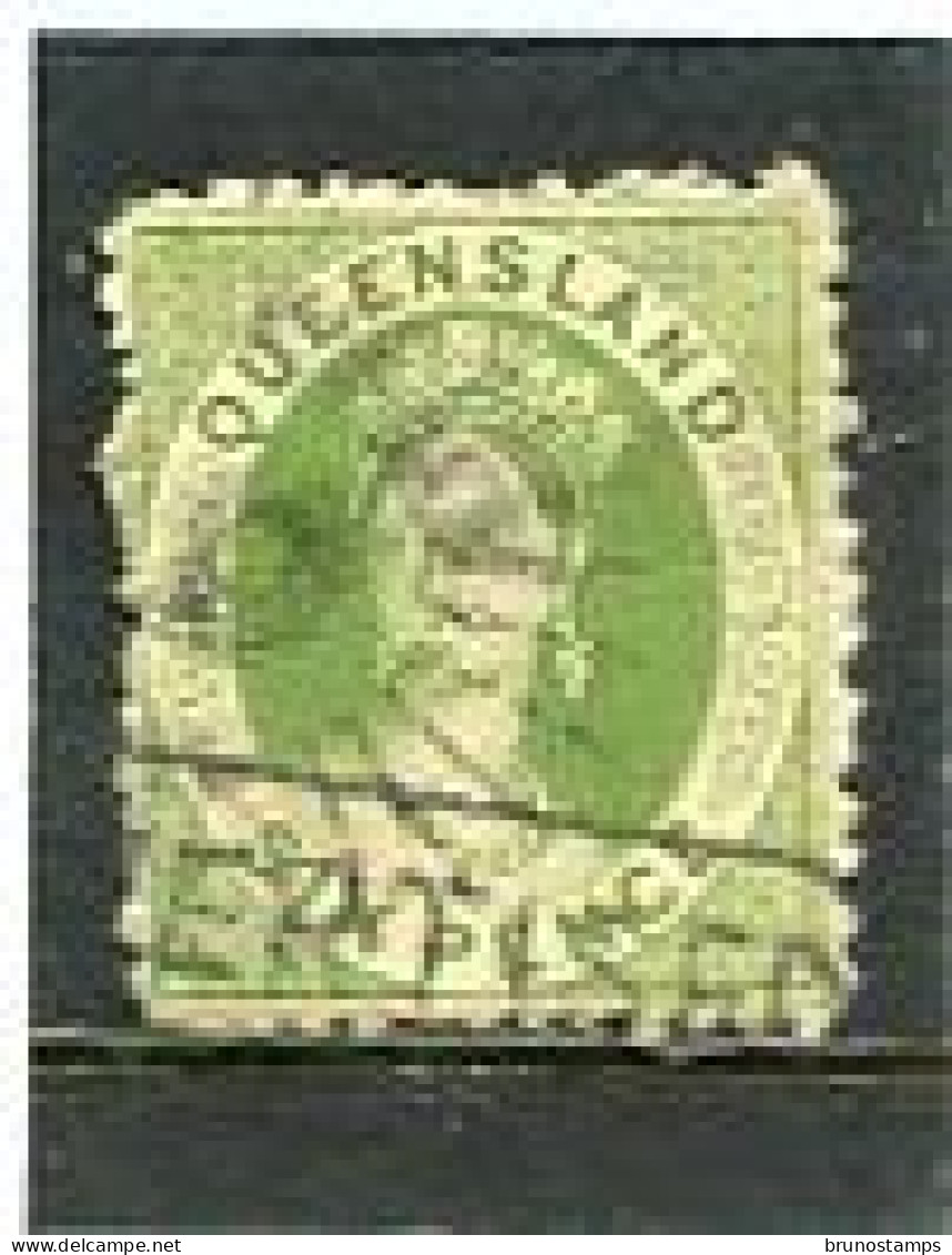 AUSTRALIA/QUEENSLAND - 1862  6d  GREEN  PERF 13  FINE  USED   SG 27 - Used Stamps