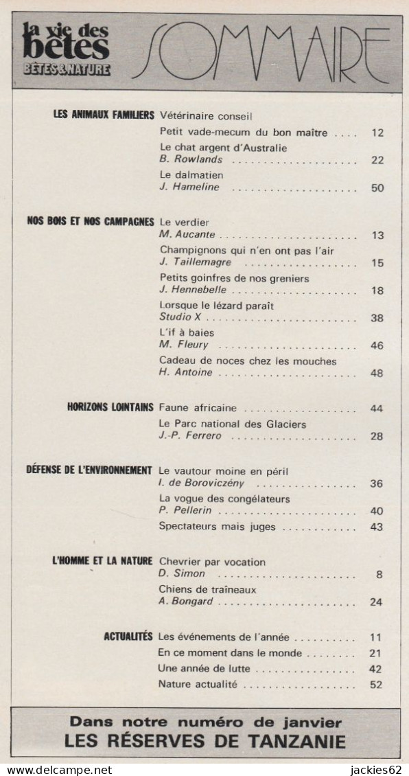 221/ LA VIE DES BETES / BETES ET NATURE N° 221 Du 12/1976, Voir Sommaire - Animaux