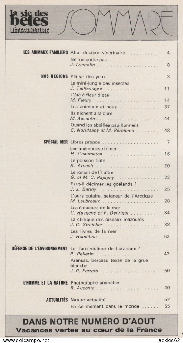 228/ LA VIE DES BETES / BETES ET NATURE N° 228 Du 7/1977, Voir Sommaire - Tierwelt