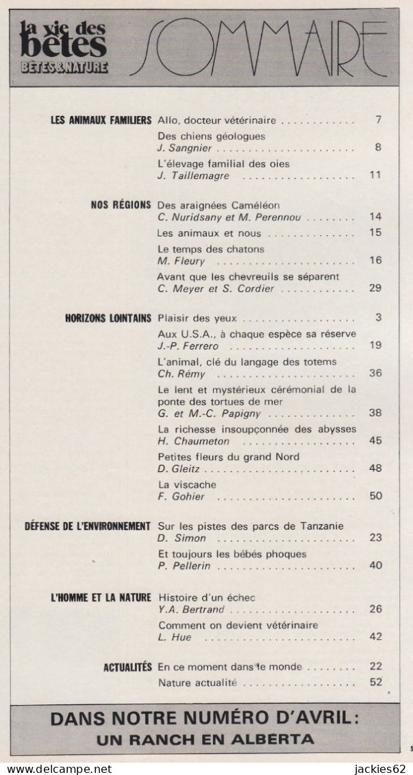 224/ LA VIE DES BETES / BETES ET NATURE N° 224 Du 3/1977, Voir Sommaire - Tierwelt