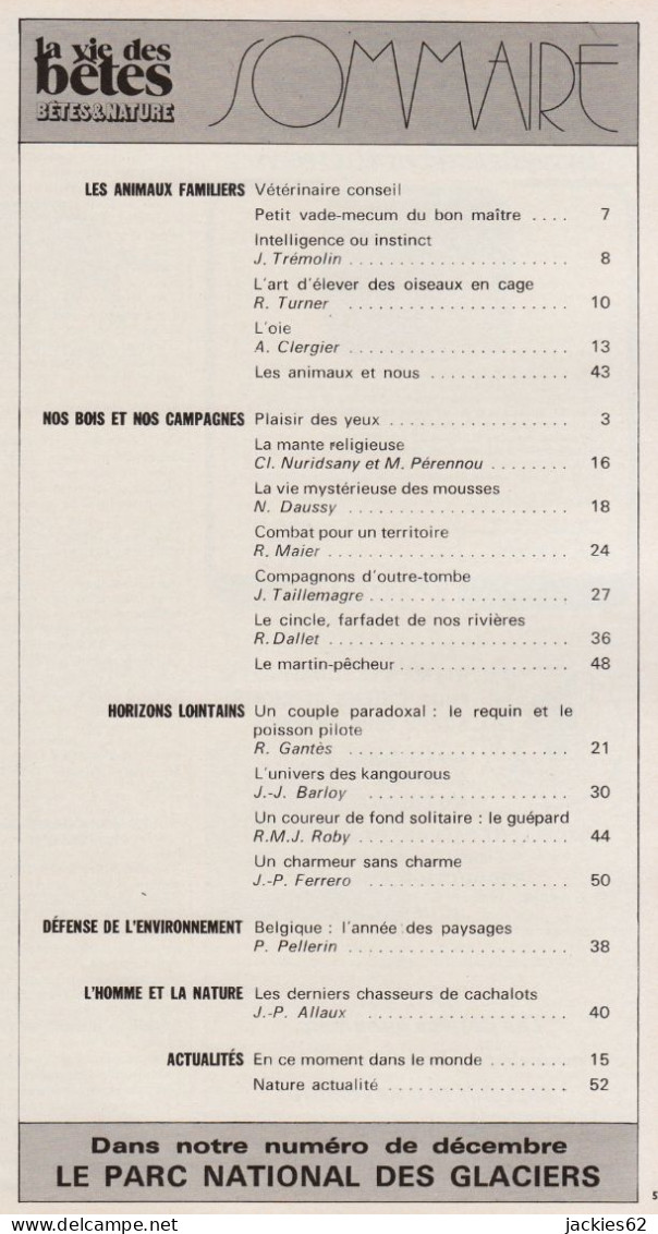 220/ LA VIE DES BETES / BETES ET NATURE N° 220 Du 11/1976, Voir Sommaire - Animali