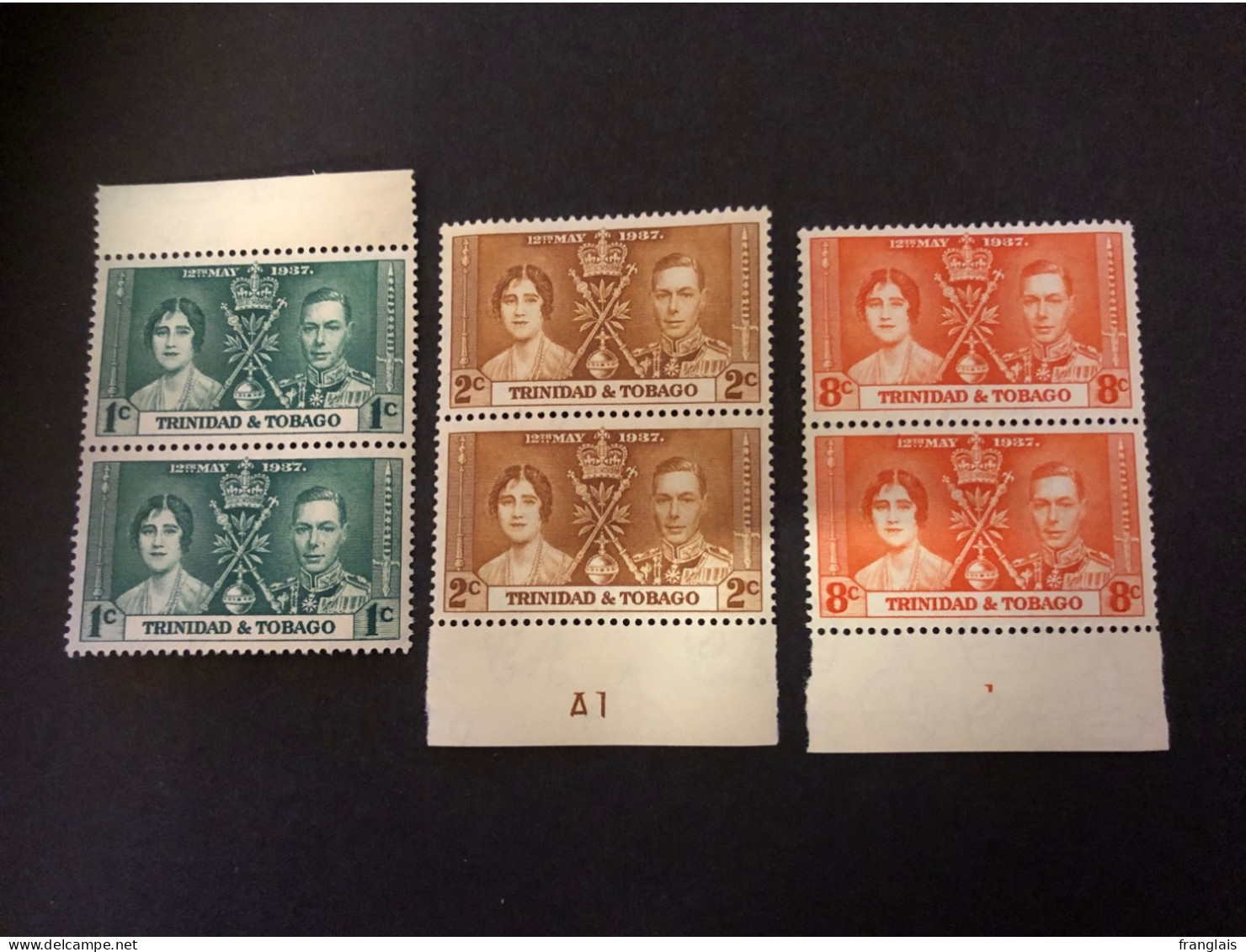 1937 CORONATION SET IN UNMOUNTED MINT PAIRS Very Fresh Condition - Trinidad & Tobago (...-1961)