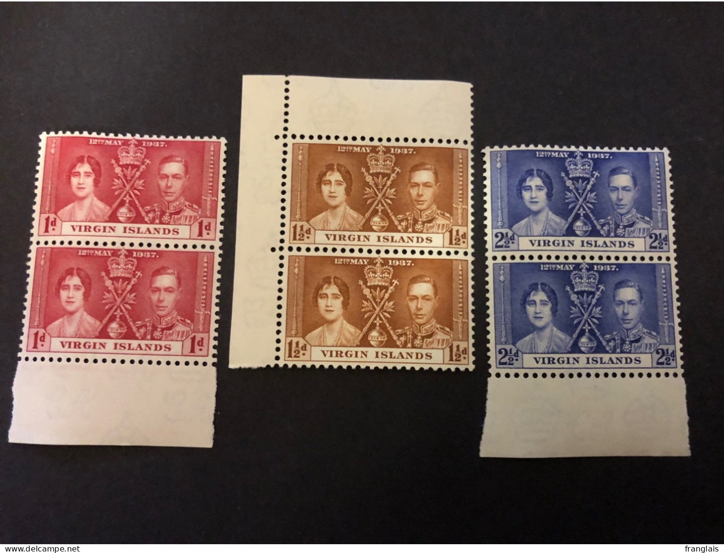 1937 CORONATION SET IN UNMOUNTED MINT PAIRS Very Fresh Condition - British Virgin Islands