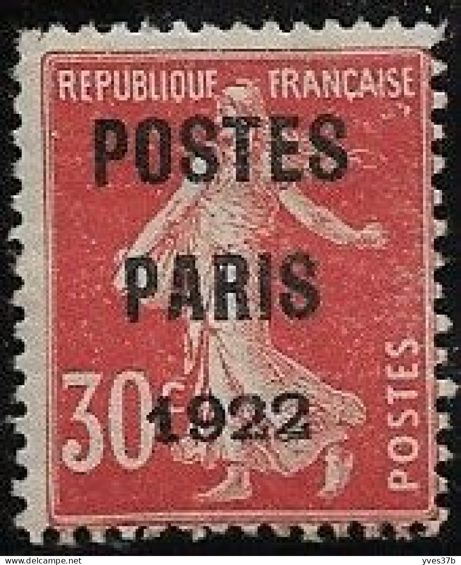 FRANCE N°32 "Postes Paris 1922" Neuf* - 1 Dent à Peine Courte Sinon TTB - - 1893-1947