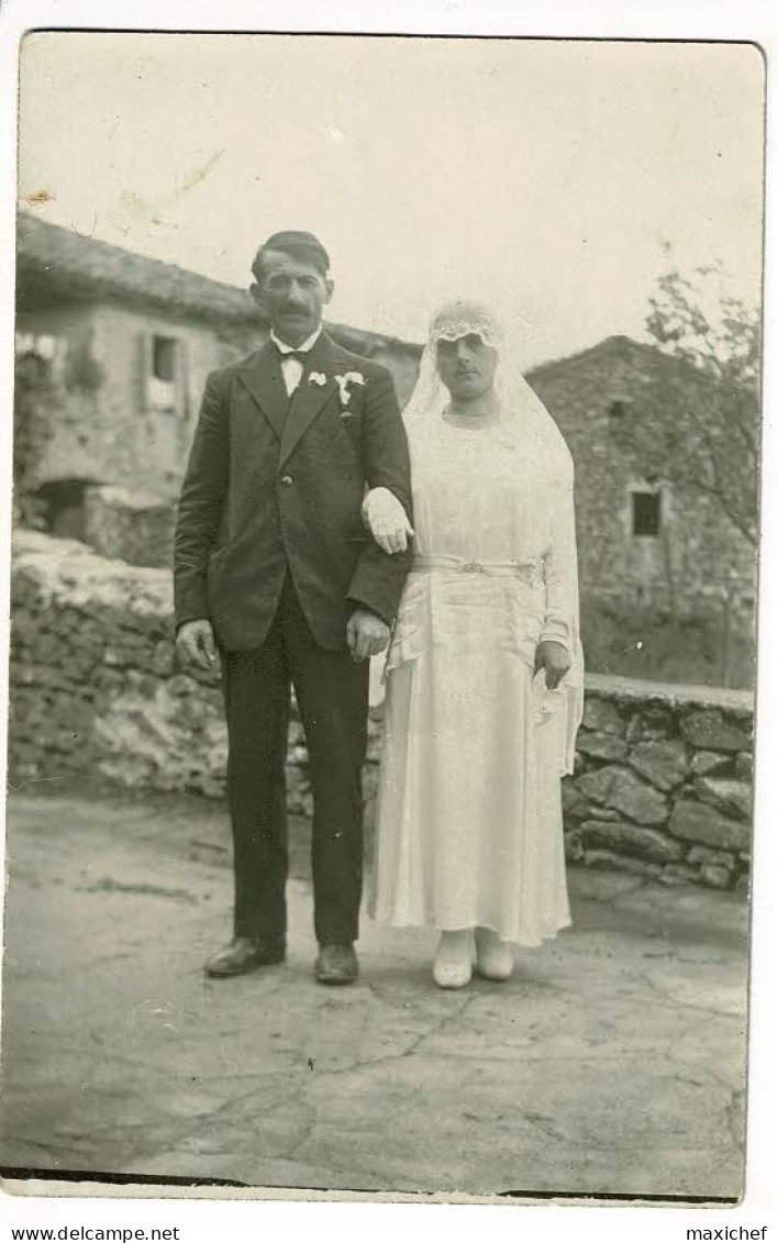 Carte Photo - Mariage De Tante Olga, L'oncle Anselme Remplace Le Père Mort à La GG - 1931 - Généalogie