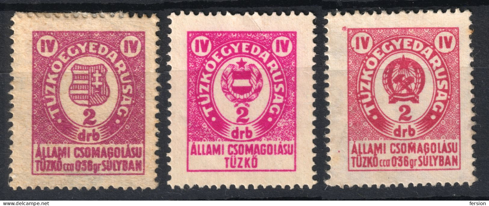 1946 1948 1956 Hungary - LIGHTER Flint Seal Stamp - Fiscal Revenue Tax Stamp - Kossuth / Kádár / Rákosi - Coat Of Arms - Steuermarken