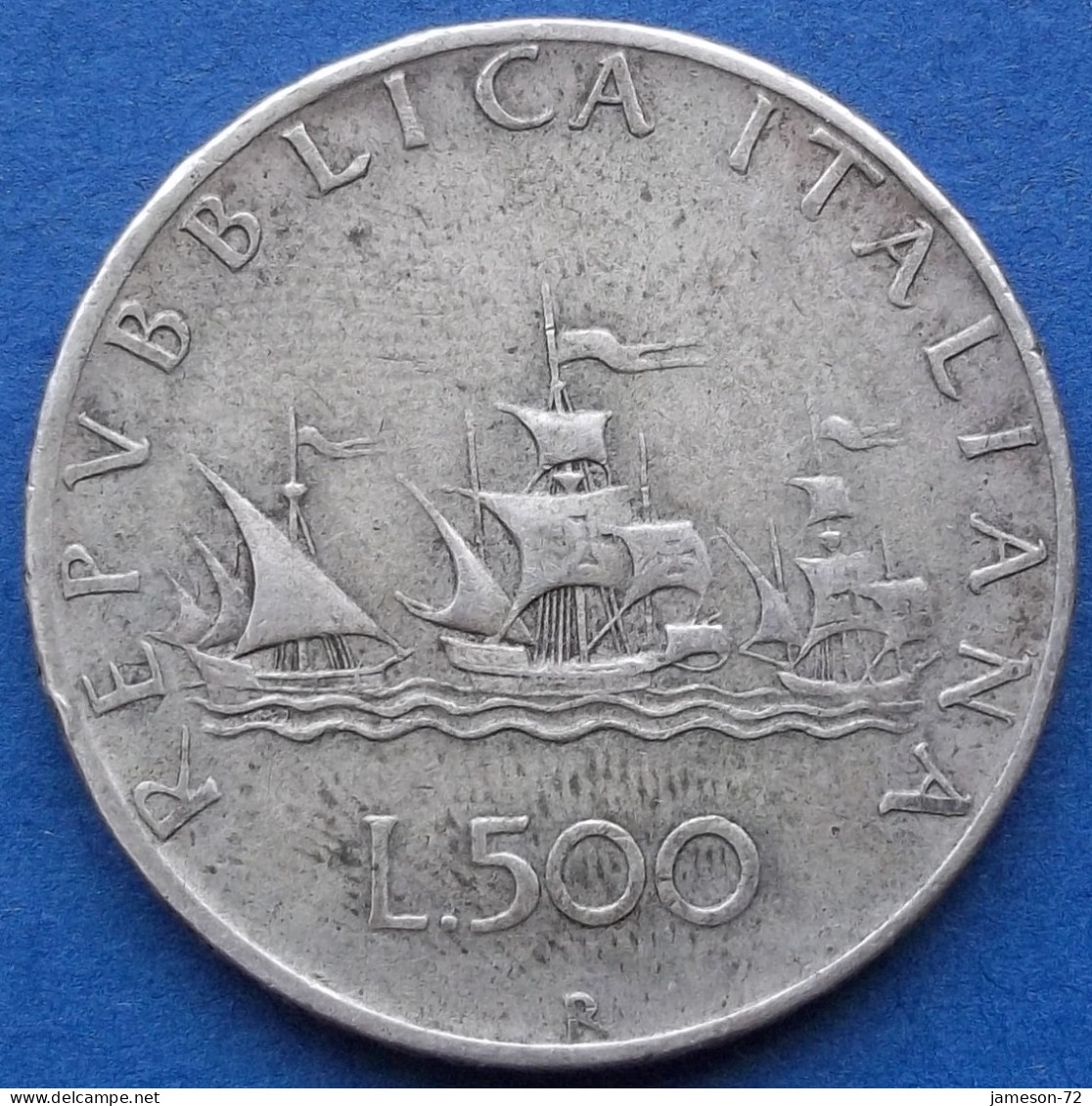 ITALY - Silver 500 Lire 1964 R "Columbus' Ships" KM# 98 Republic Lira Coinage (1946-2002) - Edelweiss Coins - 500 Liras