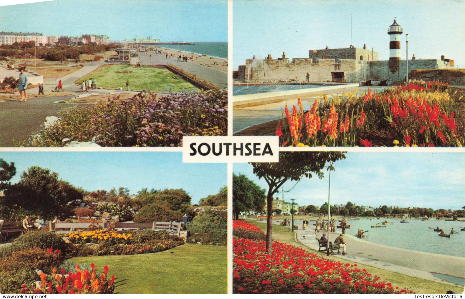 ANGLETERRE - Southsea - The Castle - The Promenade - Rock Gardens - Canoe Lake - Carte Postale Ancienne - Southsea