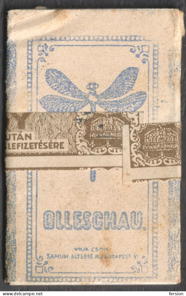 CIGARETTE TOBACCO Paper REVENUE Seal Fiscal Tax Stripe Hungary LABEL Cover Olleschau DRAGONFLY 1930 UNUSED Full Paper - Tabacco