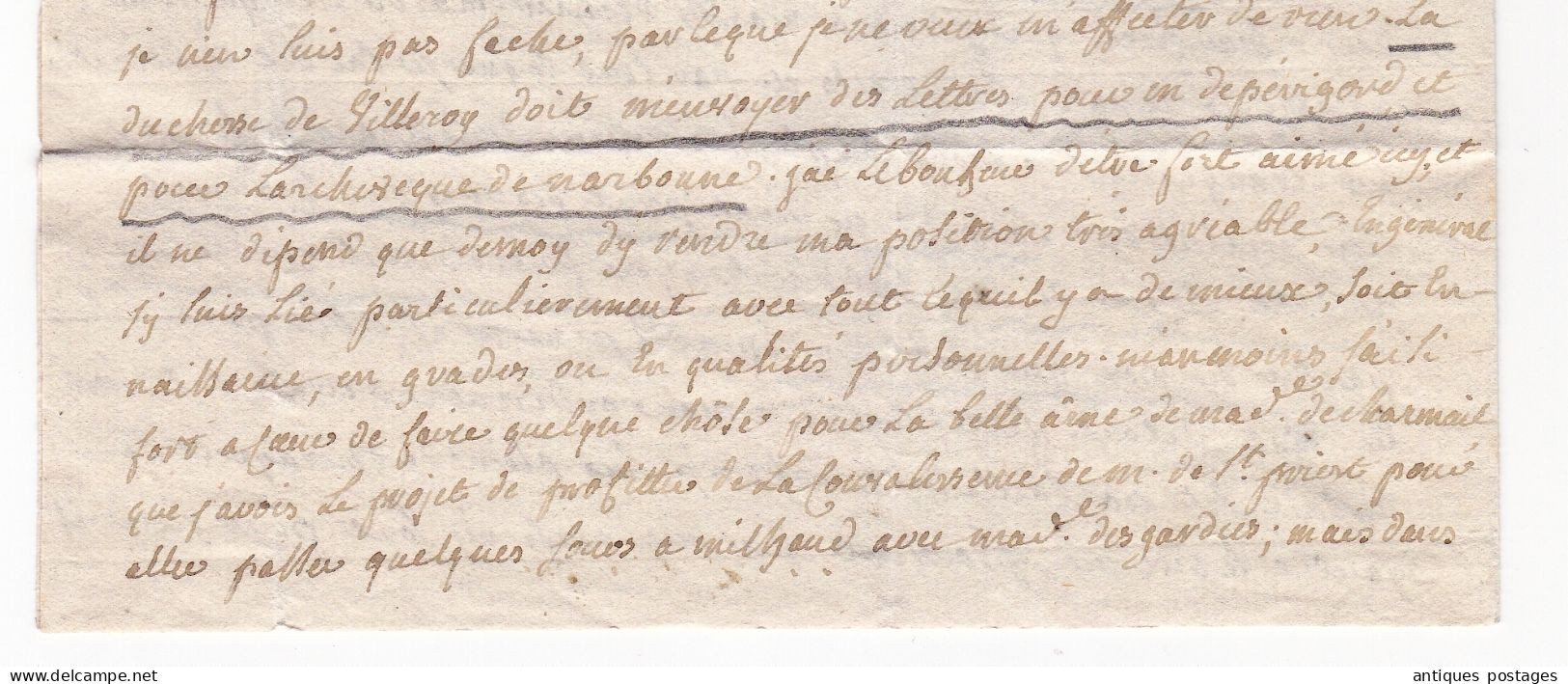 Lettre 1777 Montpellier Jacques de Labarre de Larrivaux Marie-Victoire de Maulevrier Château de Saint-Brice Cognac