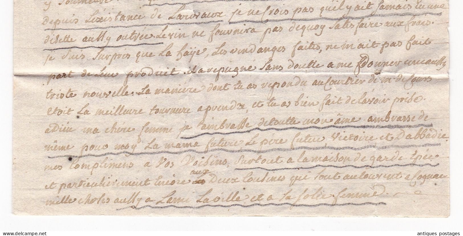 Lettre 1777 Montpellier Jacques de Labarre de Larrivaux Marie-Victoire de Maulevrier Château de Saint-Brice Cognac