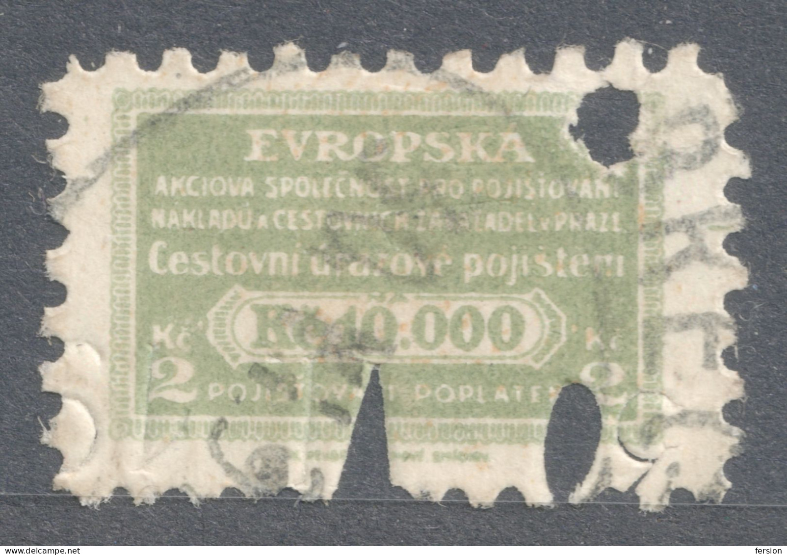 Travel - Holiday EUROPE Railway Train Baggage Insurance 1930 Czechoslovakia Revenue Tax Label Vignette Coupon Stamp - Altri & Non Classificati