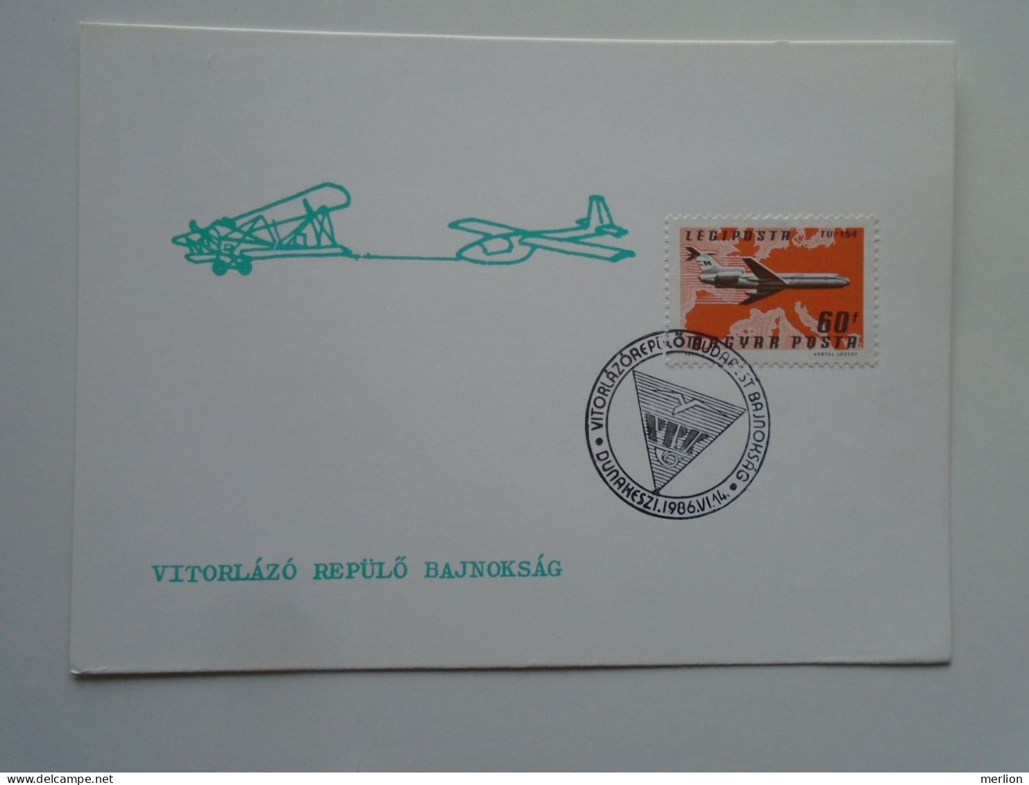 D200645 Hungary  -1986 Emléklap Levelezőlap - Postcard Dunakeszi  Gliding Championship  Championnat De Vol à Voile - Tranvie