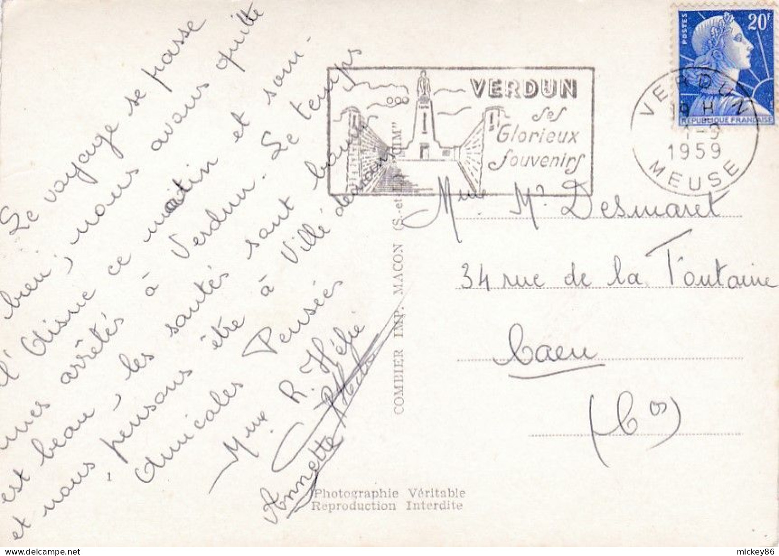 VERDUN--1959-- Multivues ....timbre....cachet  " Ses Glorieux Souvenirs " - Verdun