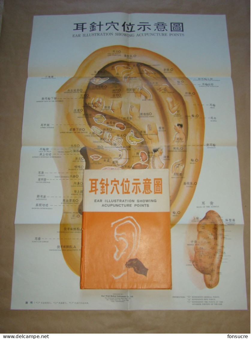 Pochette En Provenance De Kowloon Chine Planche Points Acupuncture Oreille East Wind Medical Instruments - Matériel Et Accessoires