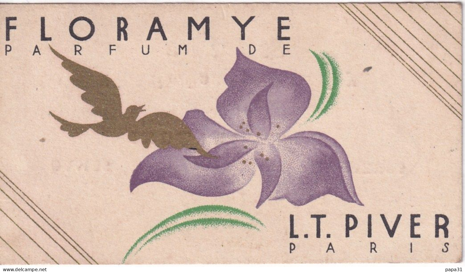 Petite Carte Parfumée  - FLORAMYE PARFUM  DE L.T.PIVER  Avec Pub P.OUILLE  Coiffeur Toulouse - Non Classificati