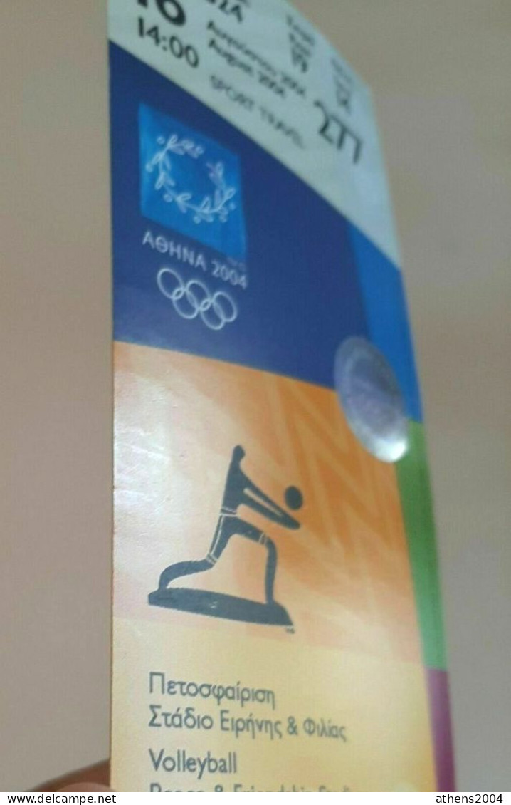 Athens 2004 Olympic Games -  Volleyball Unused Ticket, Code: 277 - Apparel, Souvenirs & Other