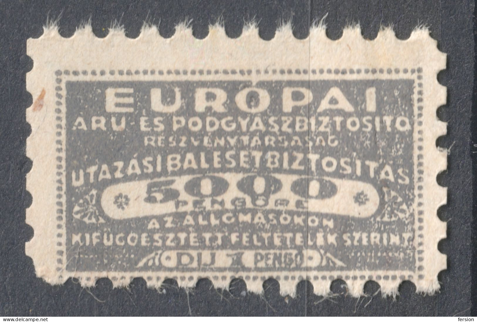 Railway Train Baggage Insurance / Travel Holiday / EUROPE 1930 HUNGARY Revenue Tax Label Vignette Coupon Stamp 1 P - Steuermarken
