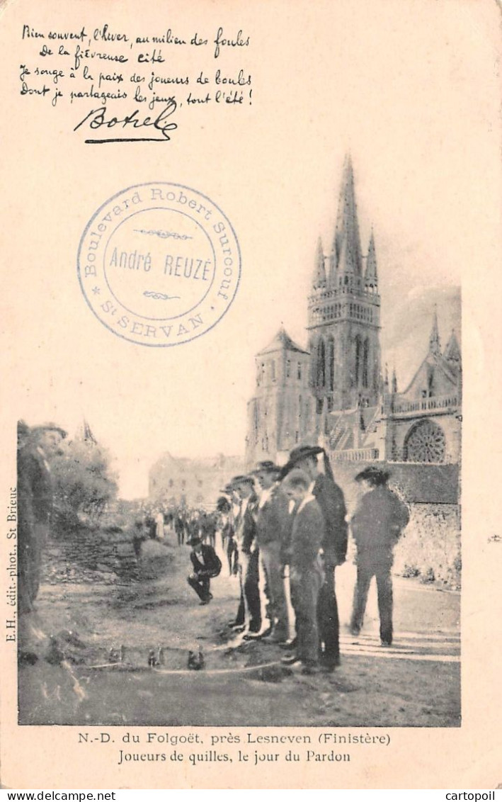 29 - Environs De LESNEVEN - N.D.du Folgoët - Joueurs De Quilles - Le Jour Du Pardon -  ( Poème Botrel ) - Lesneven