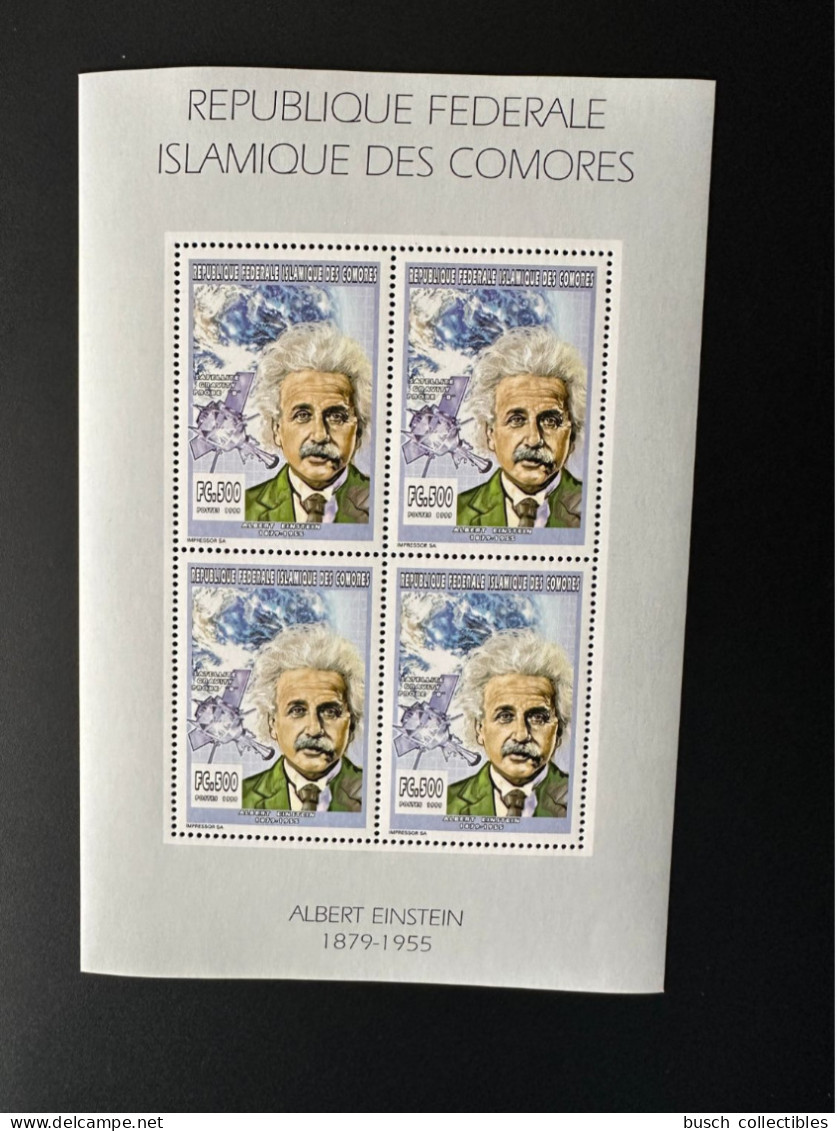 Comores Comoros Komoren 1999 YT 1120 Albert Einstein Satellite Gravity Espace Space Raumfahrt - Albert Einstein
