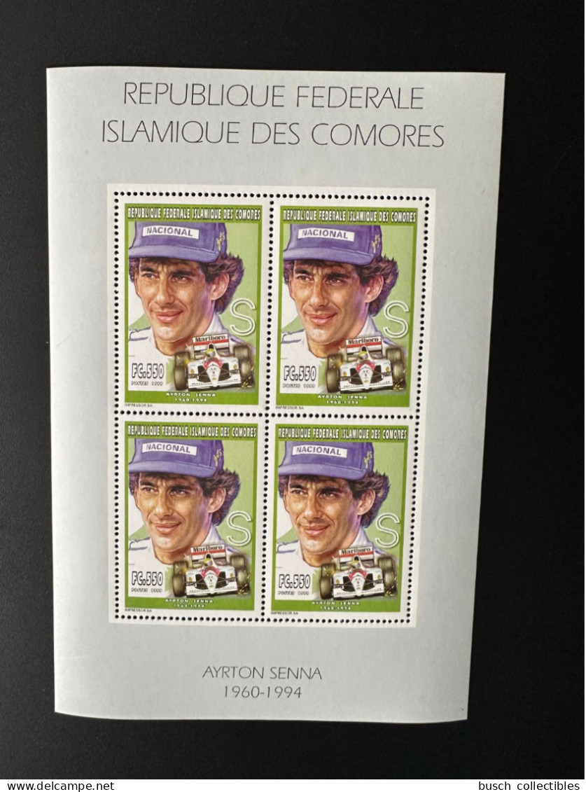 Comores Comoros Komoren 1999 YT 1121 Ayrton Senna Formule 1 Formula One Formel Eins Marlboro Camel - Cars