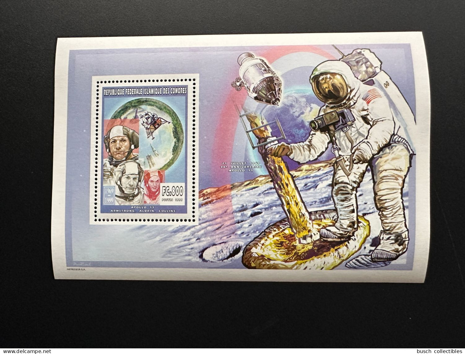 Comores Comoros Komoren 1999 YT 1124 Bloc De Luxe Apollo 11 Espace Space Raumfahert Armstrong Aldrin Collins Moon Lune - Africa